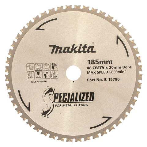 Makita COLD METAL CUTTING TCT SAW BLADE 185mm x 20mm x 48T - 1mm-1.6mm B-15780