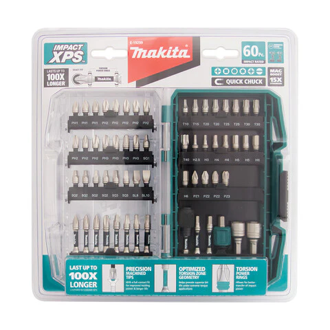 Makita IMPACT XPS 60pc BIT SET - WITH QUICK CHUCK BIT HOLDER E-19299
