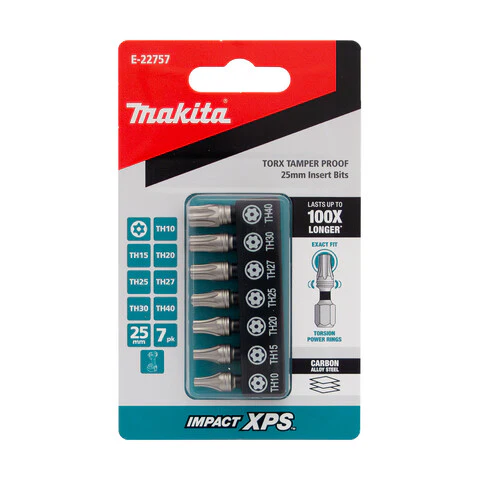 Makita IMPACT XPS TORX TAMPER PROOF 25mm BIT SET - 7pc E-22757