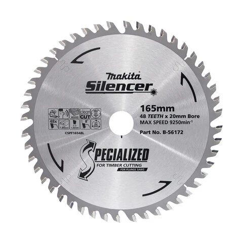 Makita PLUNGE SAW TCT SAW BLADE 165mm x 20 x 48T / CROSS CUT 2mm KERF B-56172