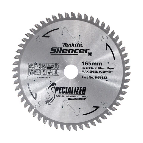 Makita PLUNGE SAW TCT SAW BLADE 165mm x 20 x 56T / ALUMINIUM 2mm KERF B-56823
