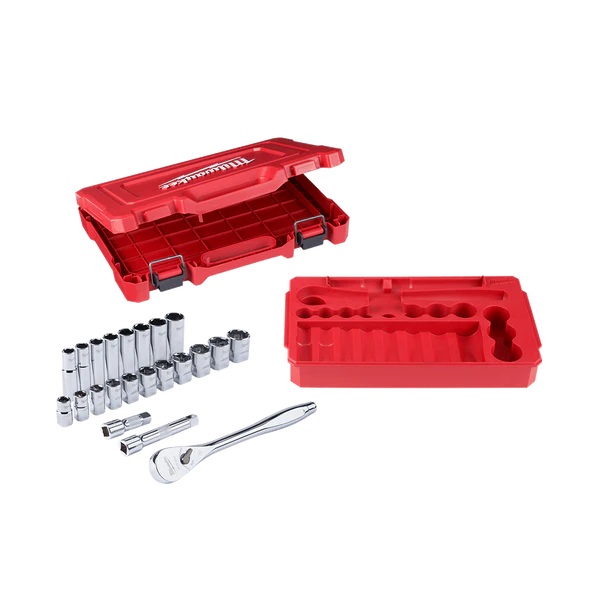 Milwaukee 1/2" Drive 22pc Ratchet & Socket Set SAE - 48229410