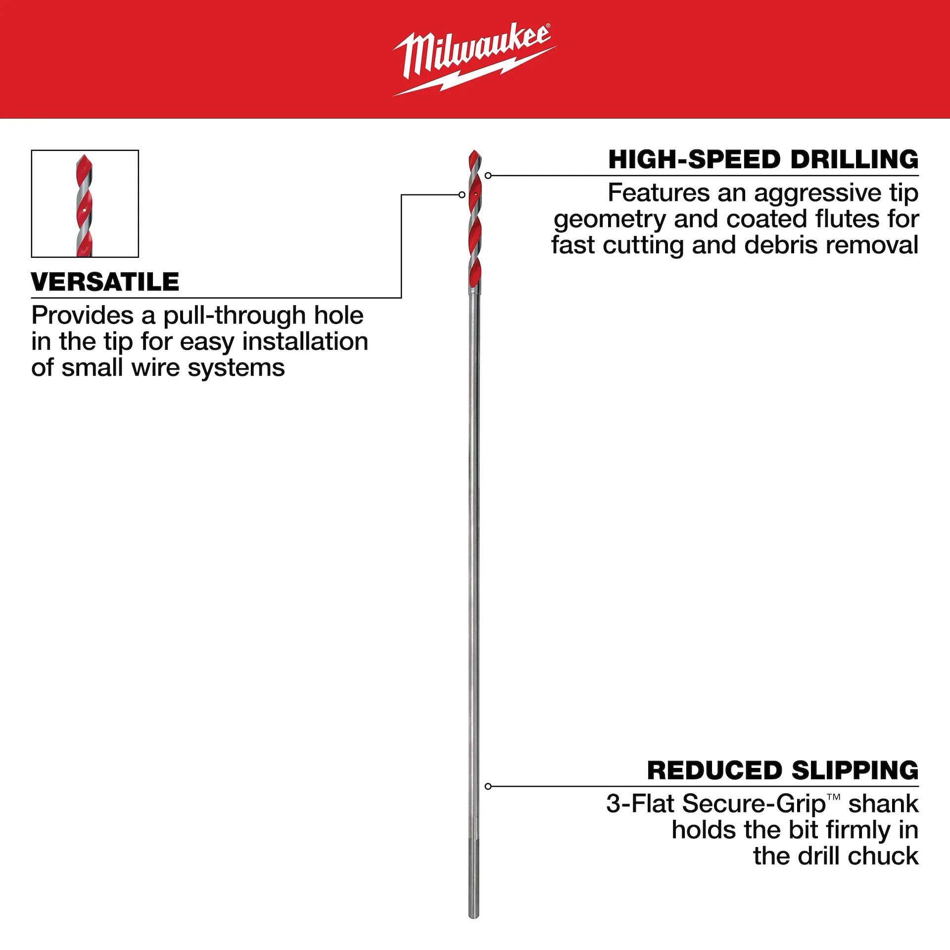 Milwaukee 1/2" x 457mm Bellhanger Drill Bit 48137249