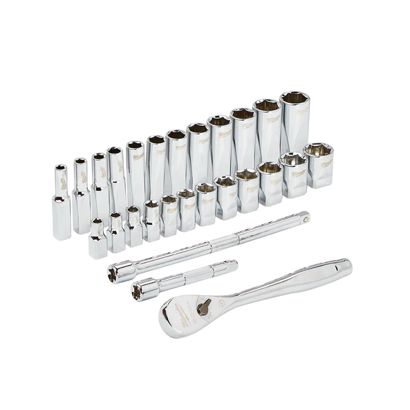 Milwaukee 1/4” Drive 28pc Ratchet & Socket Set  Metric  - 48229504