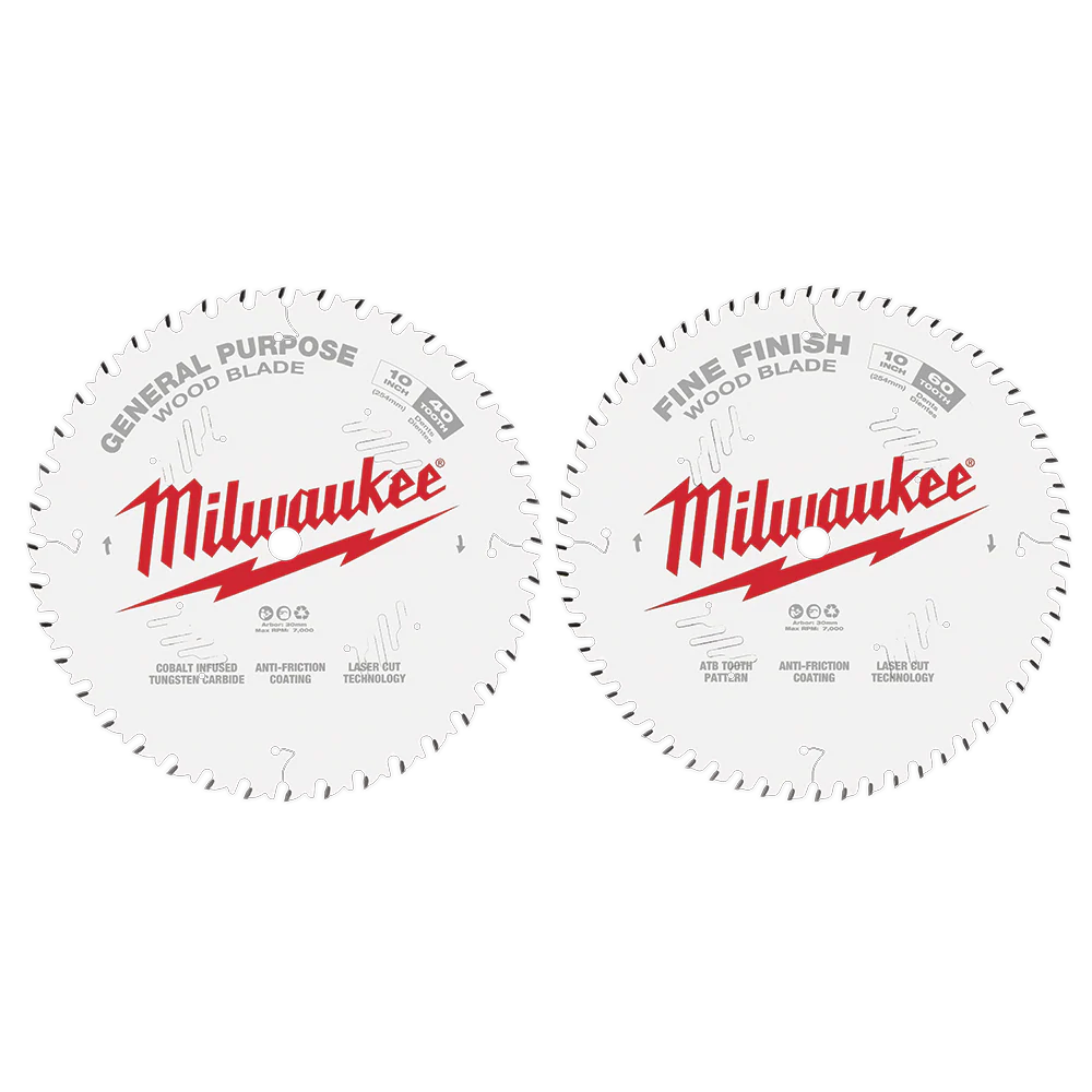 Milwaukee 10" 254mm 40T + 60T Two Pack Blades - 48408036
