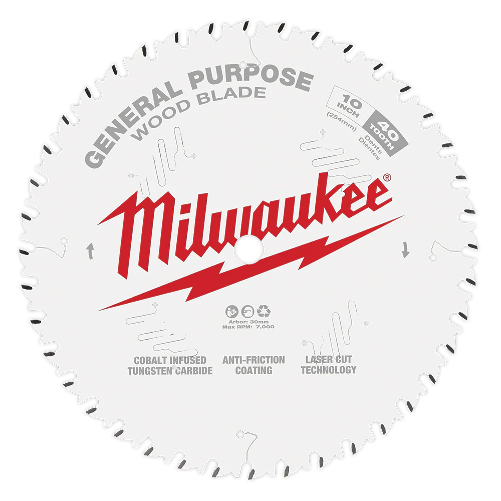 Milwaukee 10" 254mm 40T GENERAL PURPOSE Blade - 48408024
