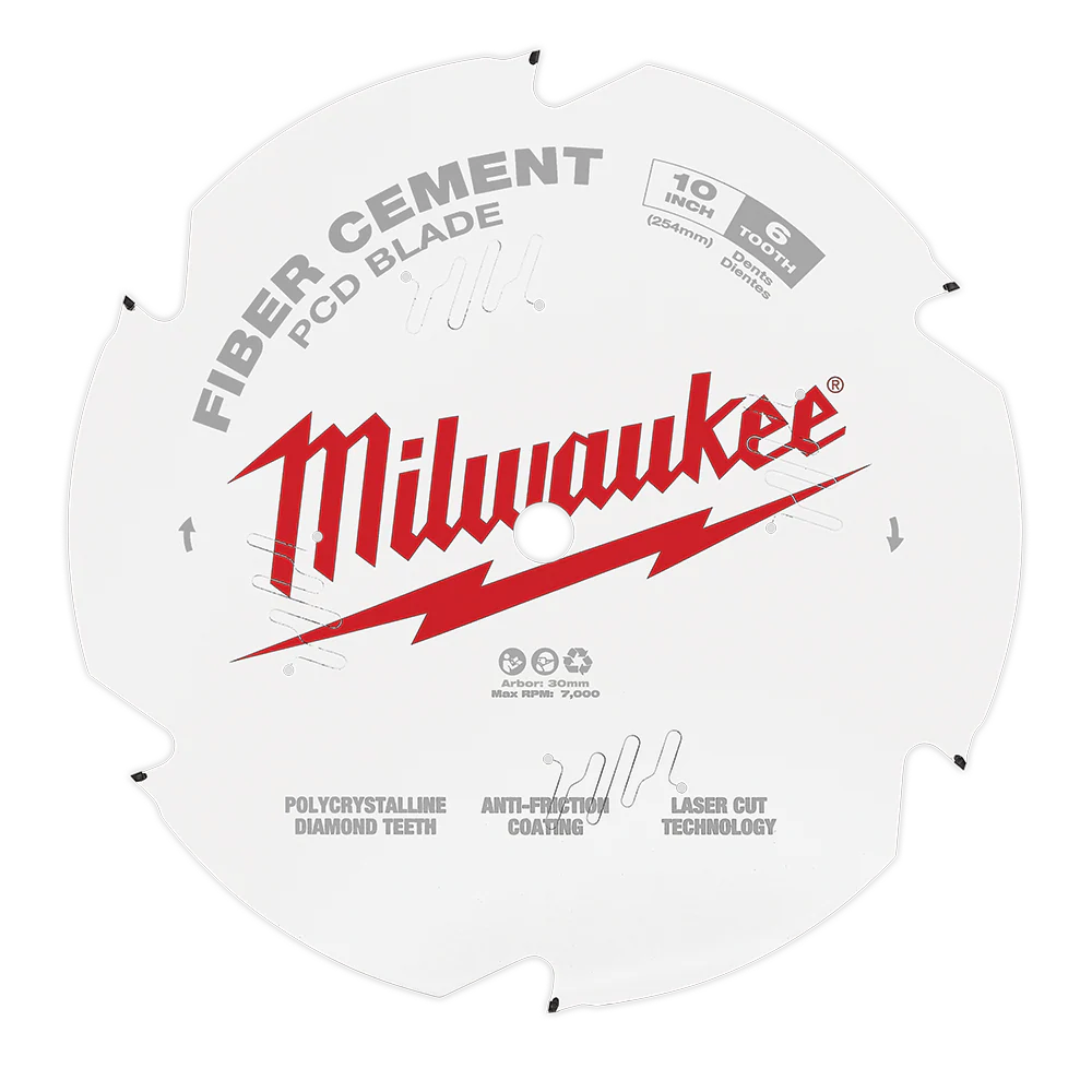 Milwaukee 10" 254mm 6T Fibre Cement Circular Saw Blade PCD - 48409010