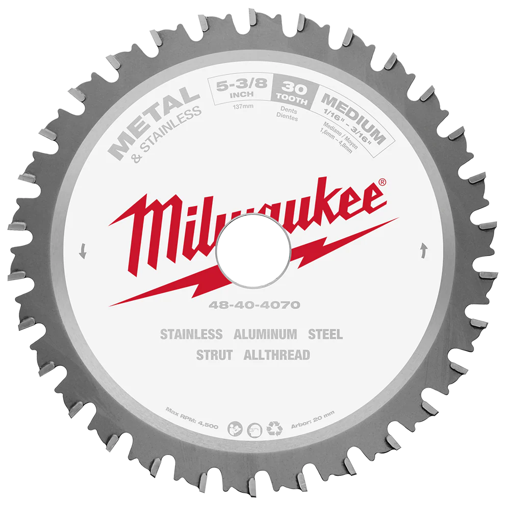 Milwaukee 137mm (5-3/8") 30T Metal & Stainless Circular Saw Blade (suits M18FMCS-0) - 48404070