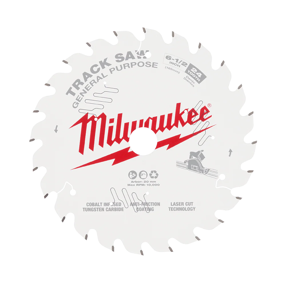 Milwaukee 165mm 6-1/2" 24T Wood Track Saw Blade General Purpose - 48400624