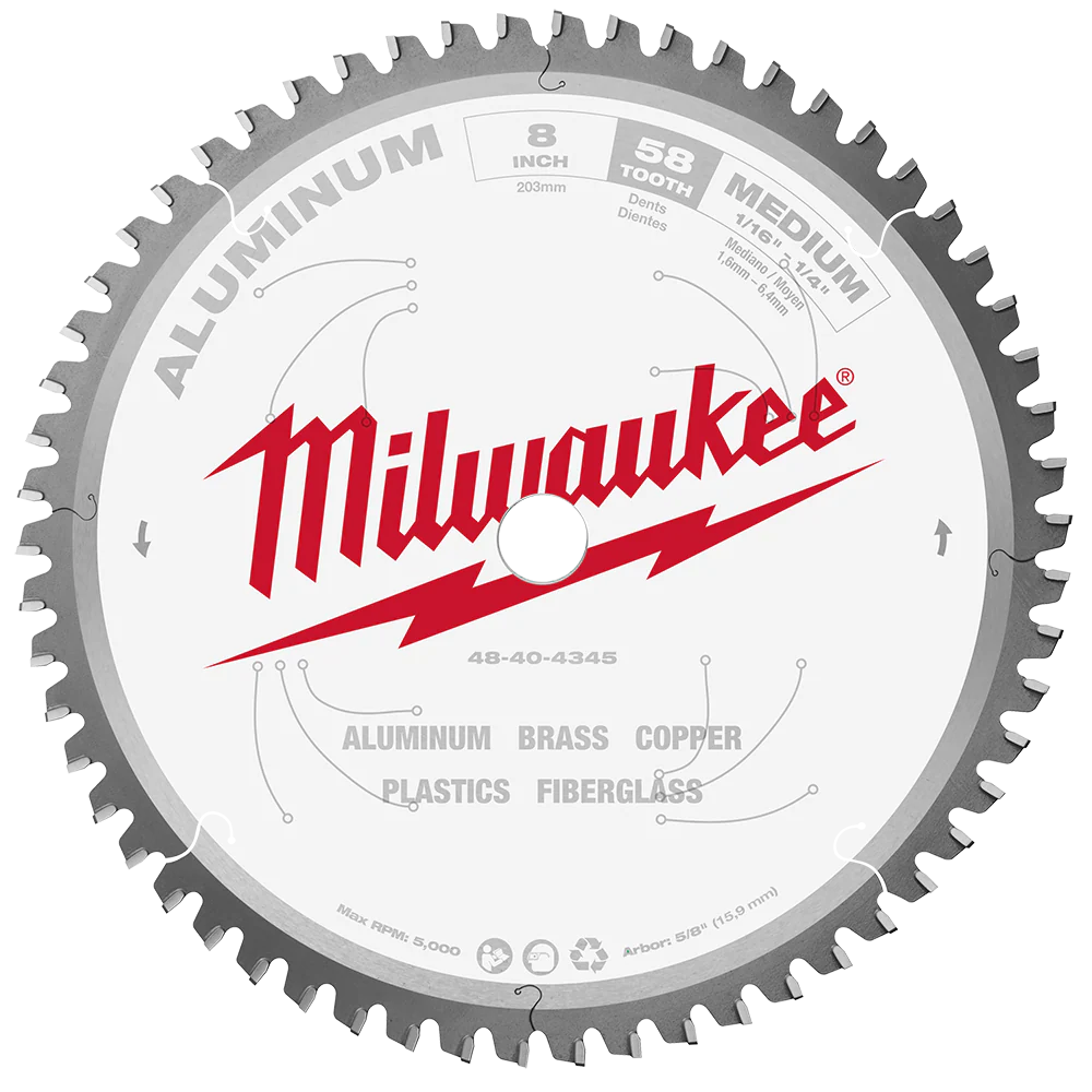 Milwaukee 203mm (8") 58T Aluminium Circular Saw Blade (suits M18FMCS66-0) - 48404345