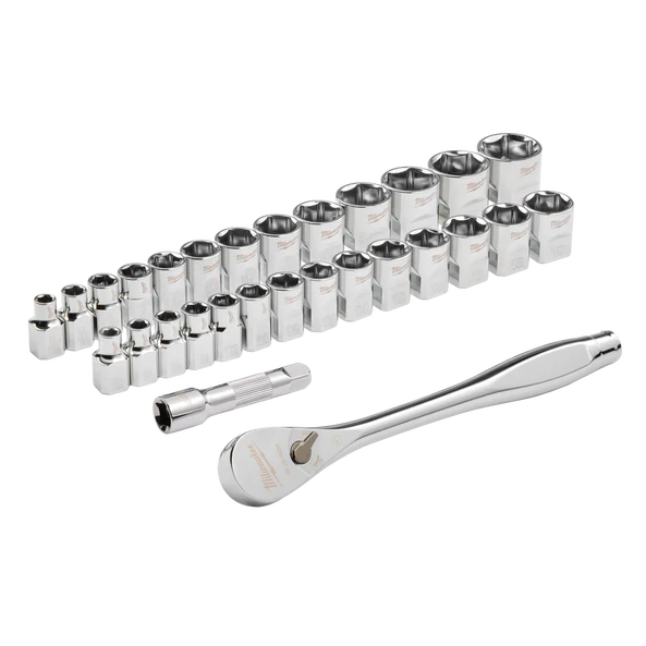 Milwaukee 3/8" Drive 29pc Ratchet & Socket Set SAE & Metric - 48229088
