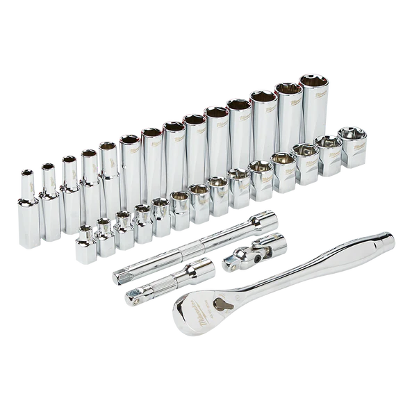Milwaukee 3/8” Drive 32pc Ratchet & Socket Set  Metric  - 48229508