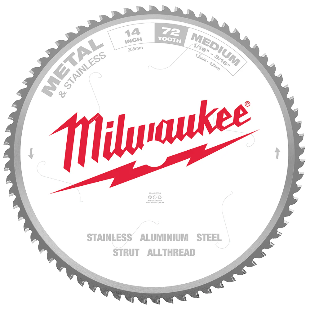 Milwaukee 355mm (14") 72T Metal & Stainless Circular Saw Blade - 48408505