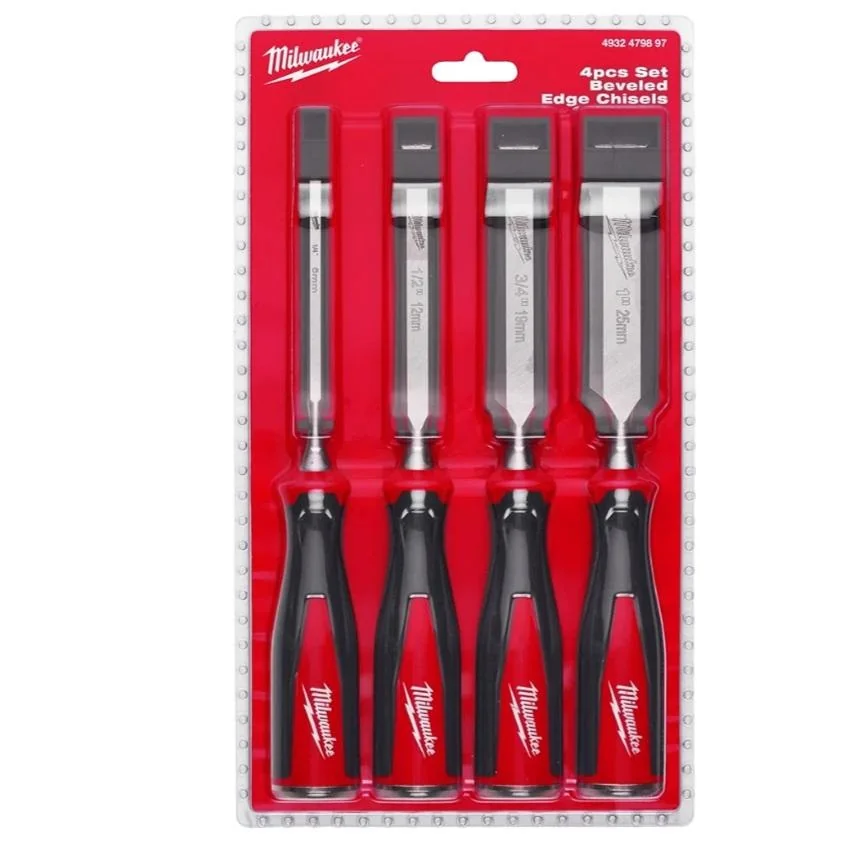 Milwaukee 4pc Beveled Edge Chisel Set  - 4932479897
