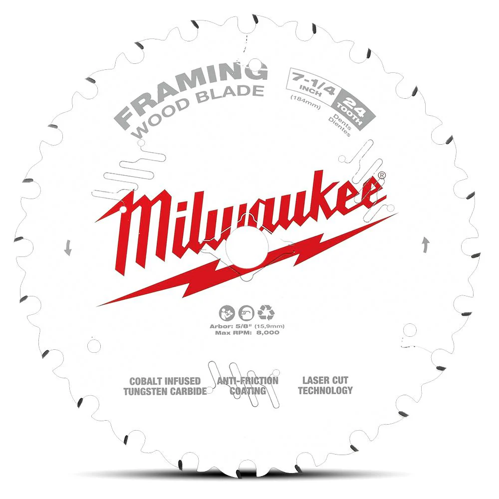 Milwaukee 7-1/4" 184mm 24T FRAMING Blade - 1pc  - 48418720