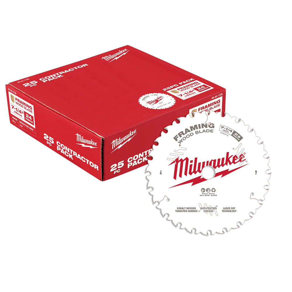 Milwaukee 7-1/4" 184mm 24T Wood Circular Saw Blade Framing 25pc Contractor Pack  - 48401728