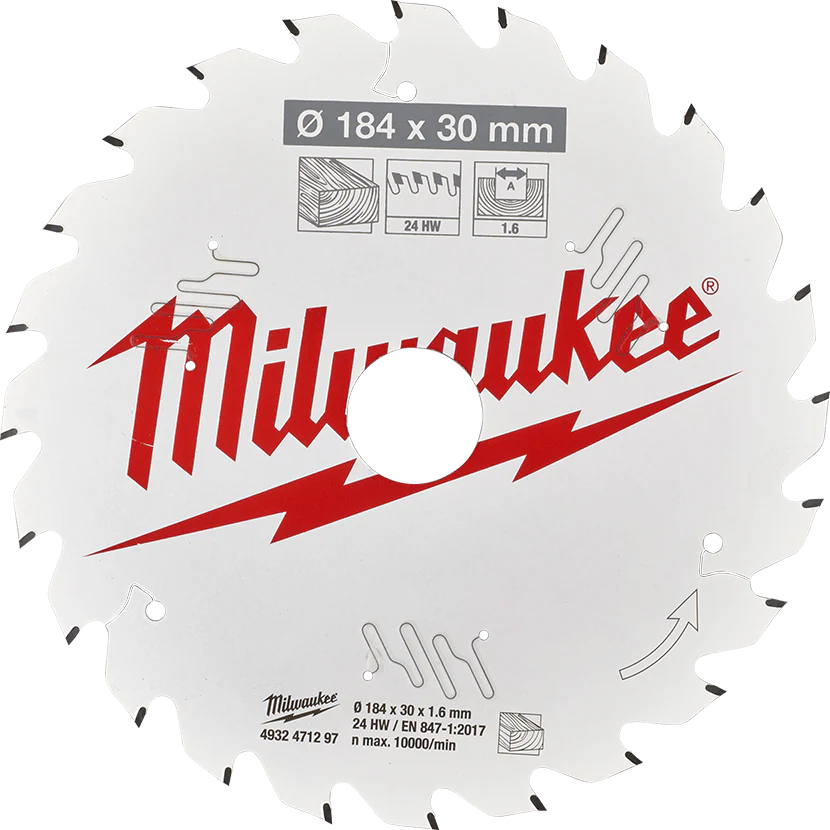 Milwaukee 7-1/4" 184mm 24T Wood Circular Saw Blade Framing, 30mm arbor - 4932471297