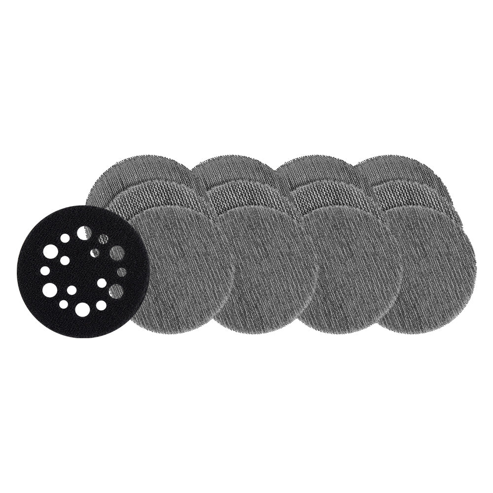 Milwaukee 75mm (3") Assorted Grit Set (4x 80/120/180) POWERGRID™ H&L Mesh sanding discs 12PK + Pad Saver (fits M12FSDR75) - 48806405