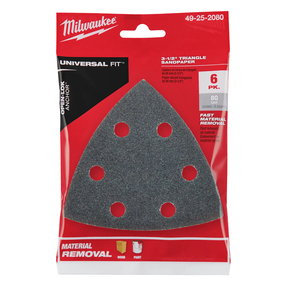 Milwaukee 80 Grit Sand Paper 6Pk, Open-Lok™ - 49252080