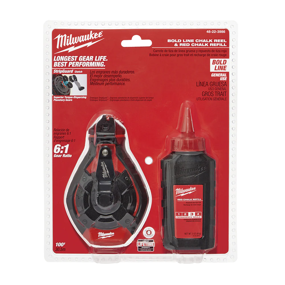 Milwaukee Bold Line Chalk Reel w Red Chalk  - 48223986