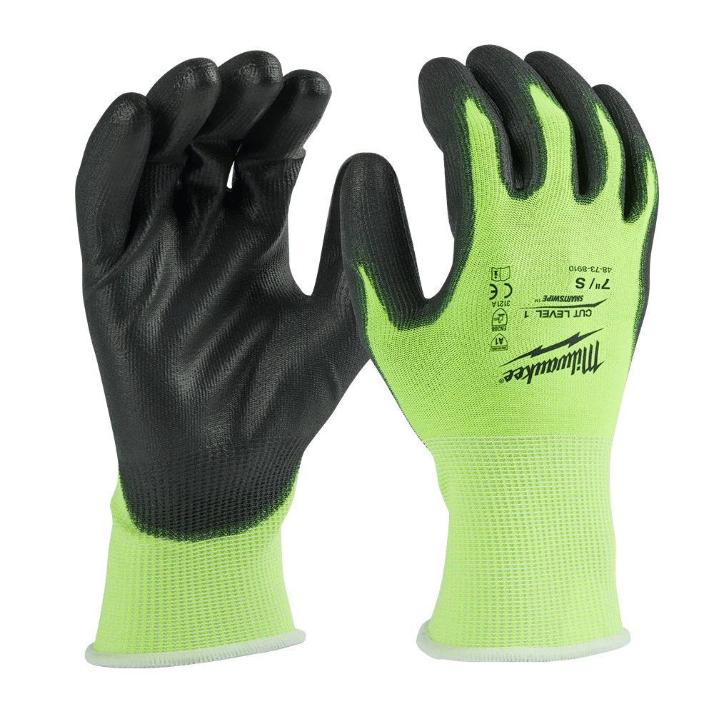 Milwaukee Cut 1(A) High Visibility Polyurethane (PU) Dipped Gloves 1 Pack - XXL - 48738914