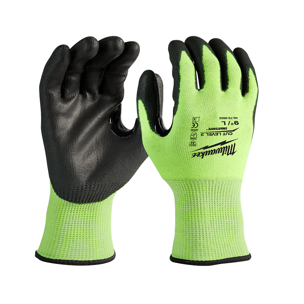 Milwaukee Cut 3(C) High Visibility Polyurethane (PU) Dipped Gloves 1 Pack - XXL - 48738934