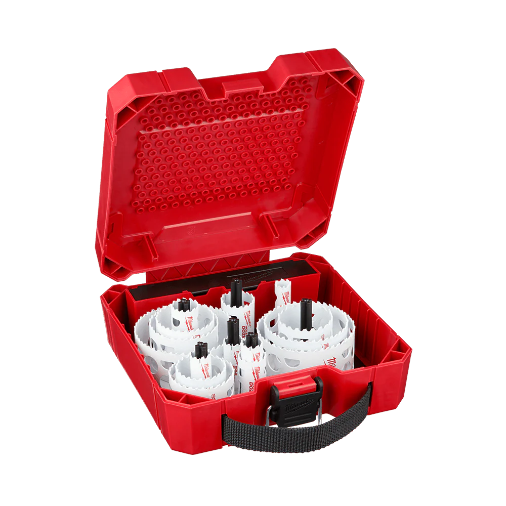 Milwaukee Hole Dozer™ General Purpose Hole Saw Kit AU 19 Pce
16mm, (2) 20mm, 22mm, (2) 25mm, 32mm, 40mm, (2) 51mm, 54mm, 64mm, 76mm, 89mm, 92mm,
(2) Arbors, (2) Pilot Bits - 49224035