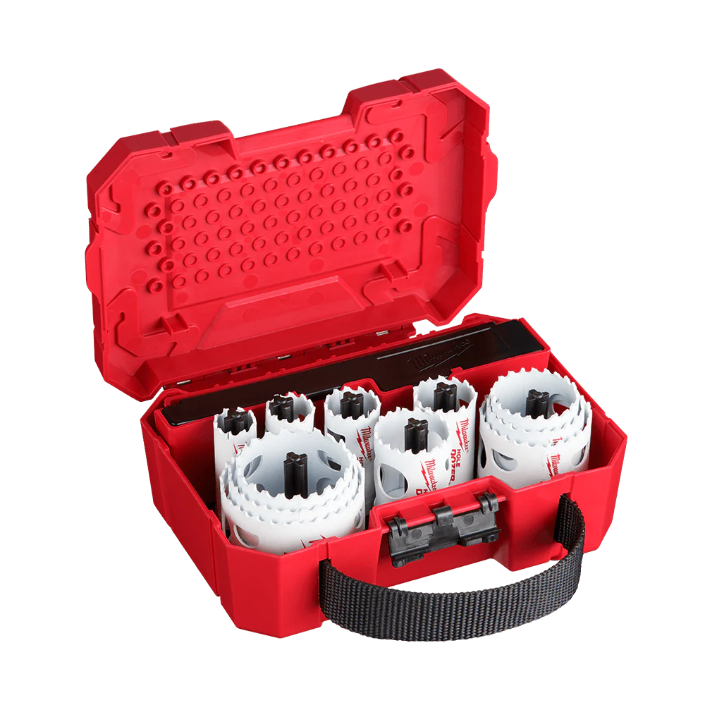 Milwaukee Hole Dozer™ Hole Saw Kit 15 Pce
19mm, 22mm, 25mm, 29mm, 35mm, 38mm, 44mm, 51mm, 54mm, 57mm,  64mm, 2 x arbors, 2 x pilot drill - 49224175