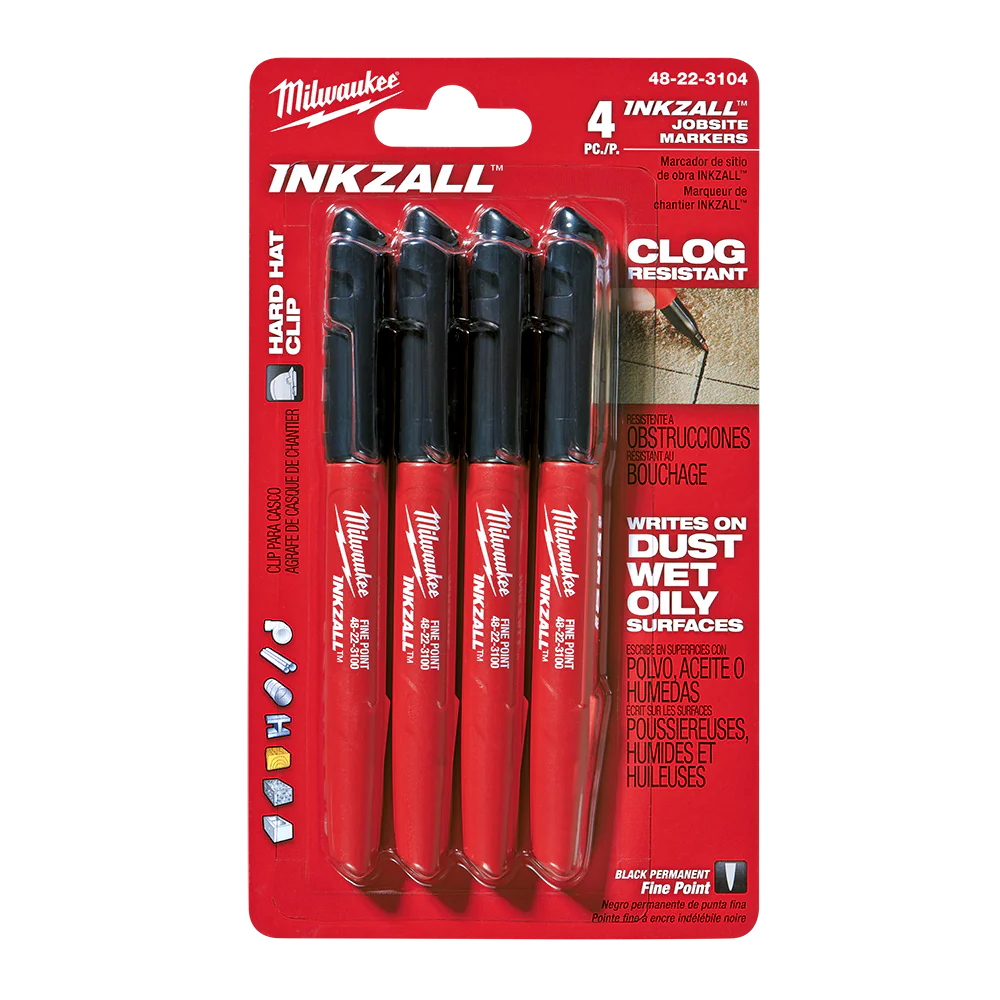 Milwaukee INKZALL™ Fine Point Marker Black 4pk - 48223104