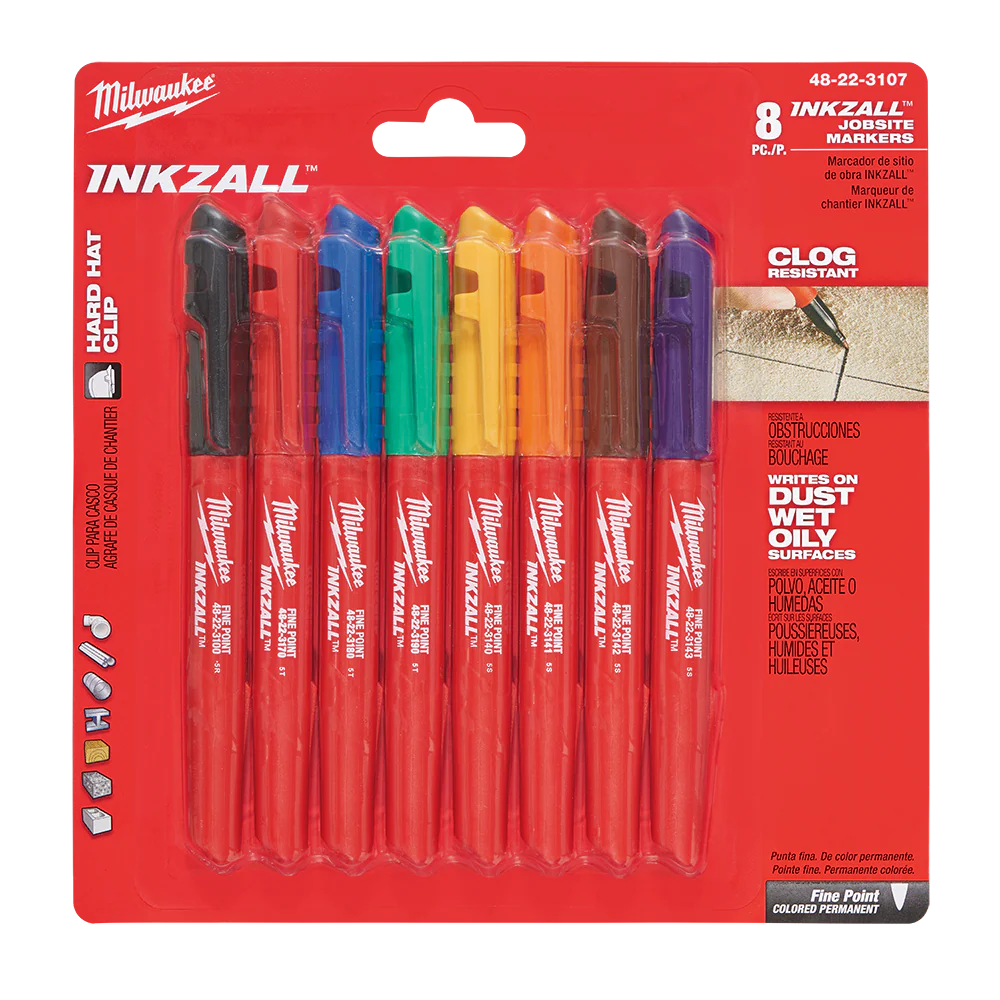 Milwaukee INKZALL™ Fine Point Markers Multi 8pk - 48223107