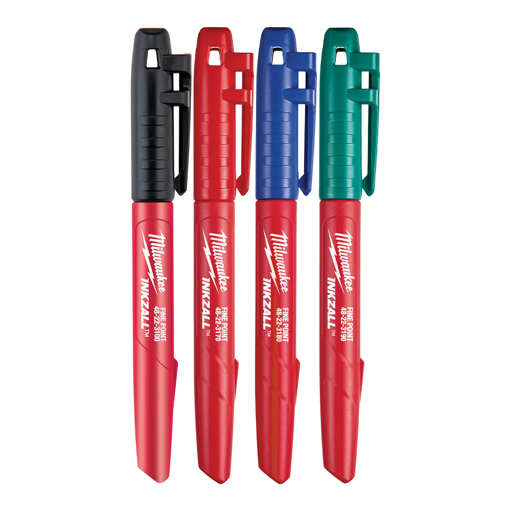Milwaukee INKZALL™ Fine Tip Markers Multi 4pk - 48223106