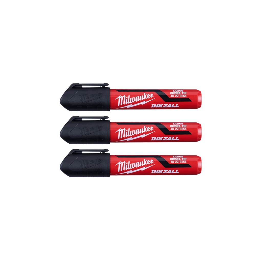 Milwaukee INKZALL™ L Chisel Tip Mrkr 6.2mm Blk 3pk - 48223250