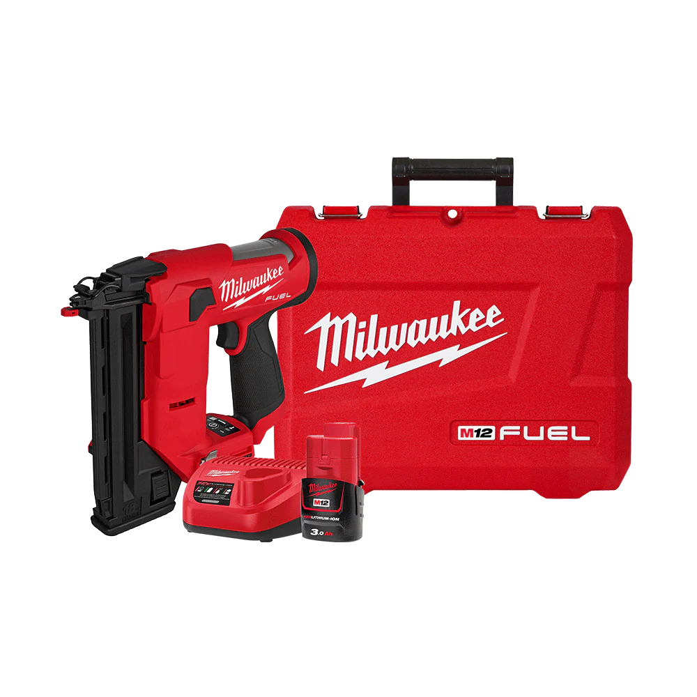 Milwaukee M12 FUEL™ 18 Gauge Compact Brad Nailer Kit (1x 3.0Ah, Case) - M12FCN18GS301C