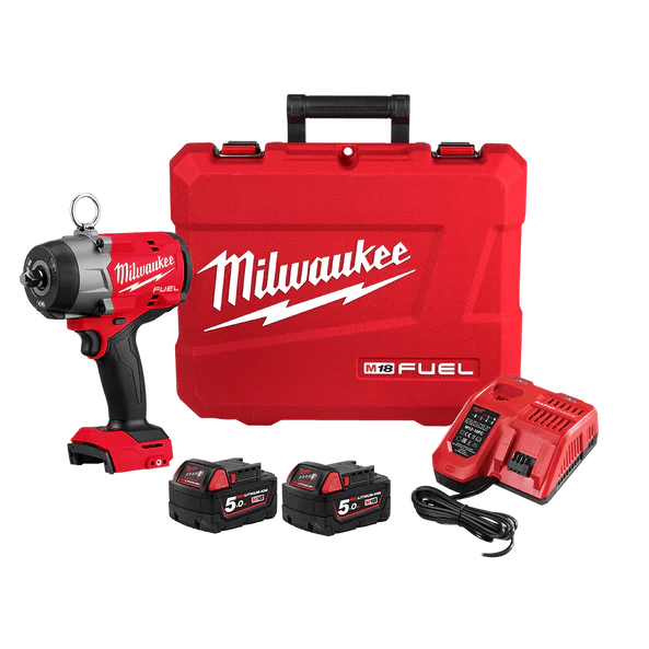 Milwaukee M18 FUEL 1/2" High Torque Impact Wrench with Pin Detent - Gen 3 (2x 5.0Ah, Case) Kit - M18FHIW2P12502C