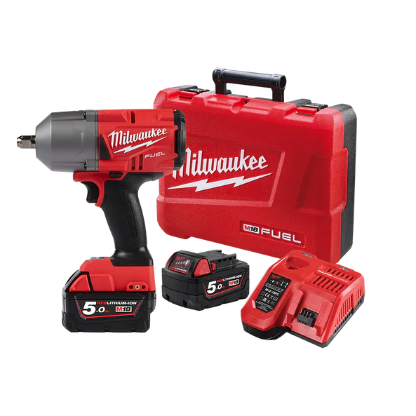 Milwaukee M18 FUEL™ 1/2" High Torque Impact Wrench with Pin Detent Kit (2x 5.0Ah) - M18FHIWP12-502C