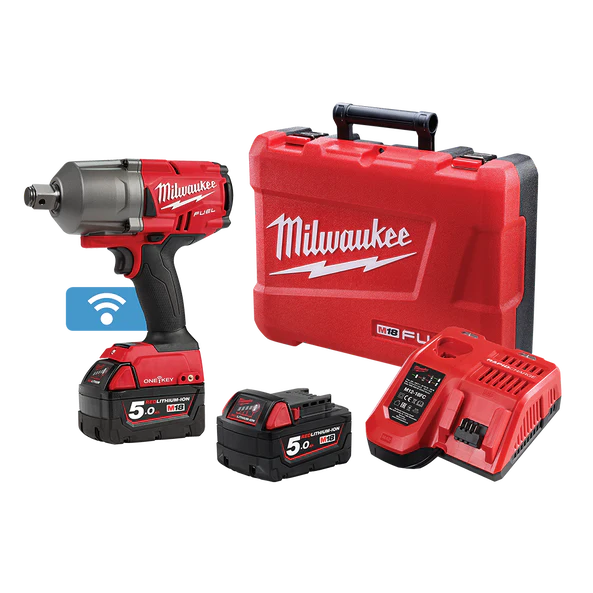 Milwaukee M18 FUEL™ ONE-KEY™ 3/4" High Torque Impact Wrench with Friction Ring Kit (2x 5.0Ah) - M18ONEFHIWF34-502C