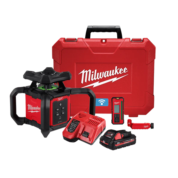 Milwaukee M18™ Interior Single Slope Rotary Laser 305m (1000') Green Kit (1x 3.0Ah, Case) - M18RL305-301C