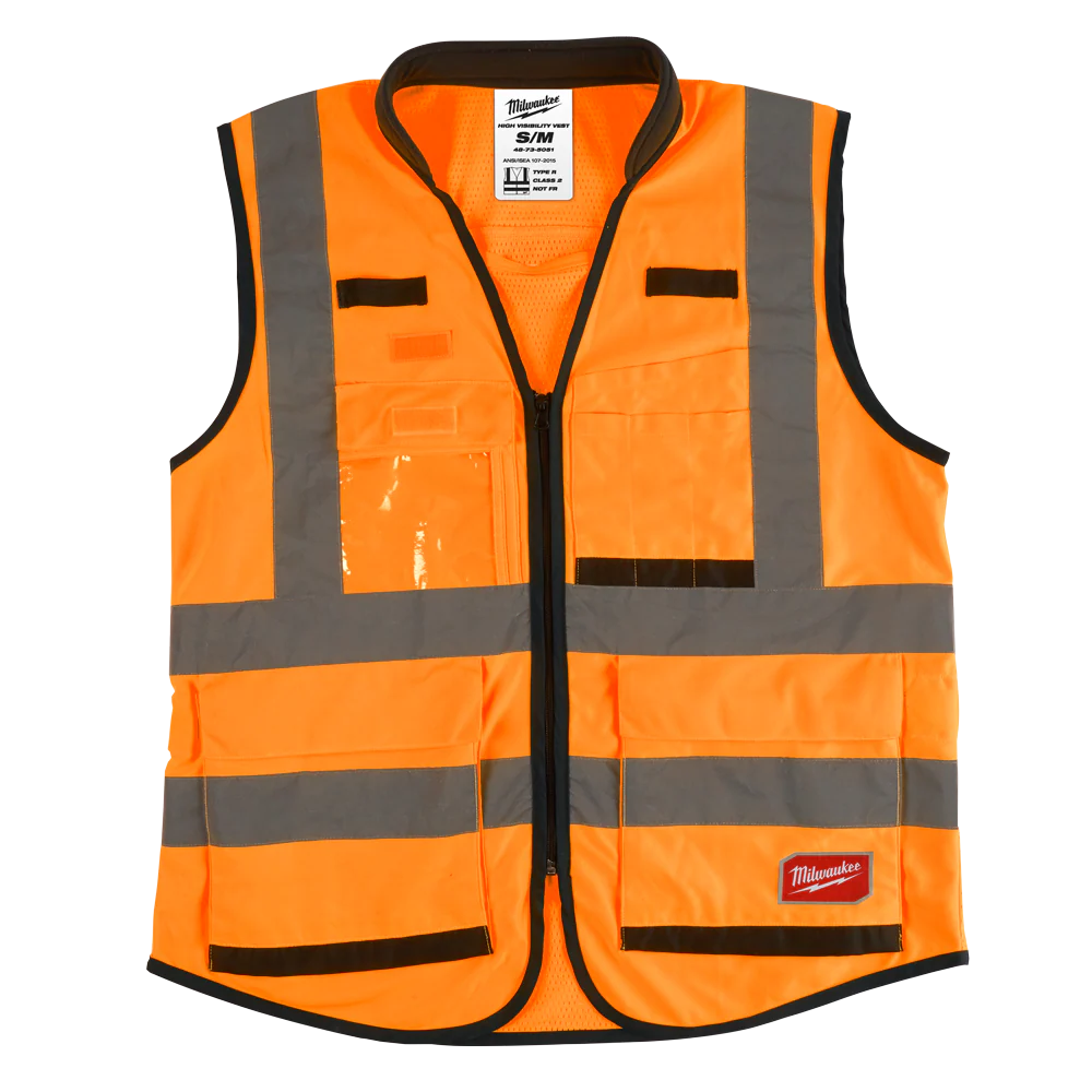 Milwaukee Premium High Visibility Safety Vest 15 Pockets 1 Pack - Orange - S/M - 48735051