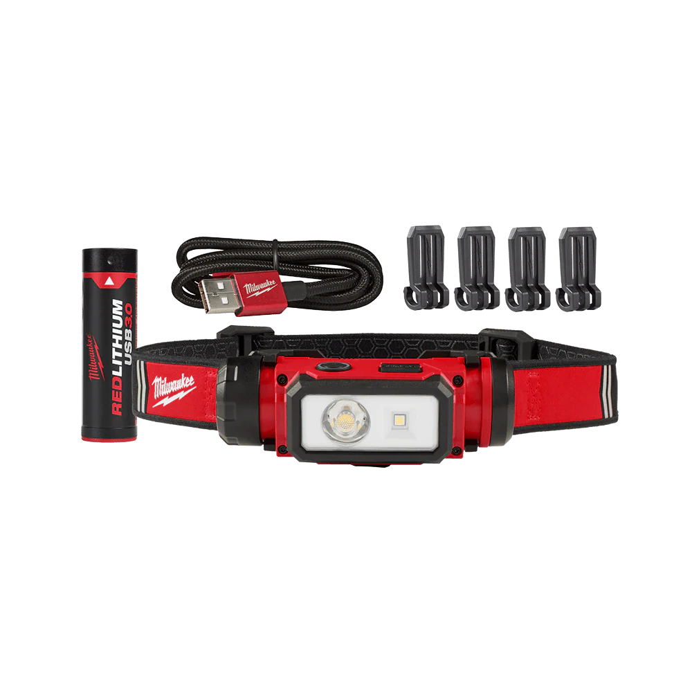 Milwaukee REDLITHIUM™ USB Rechargeable Hard Hat Headlamp 600 Lumen 3.0 Ah Kit - L4HL2301