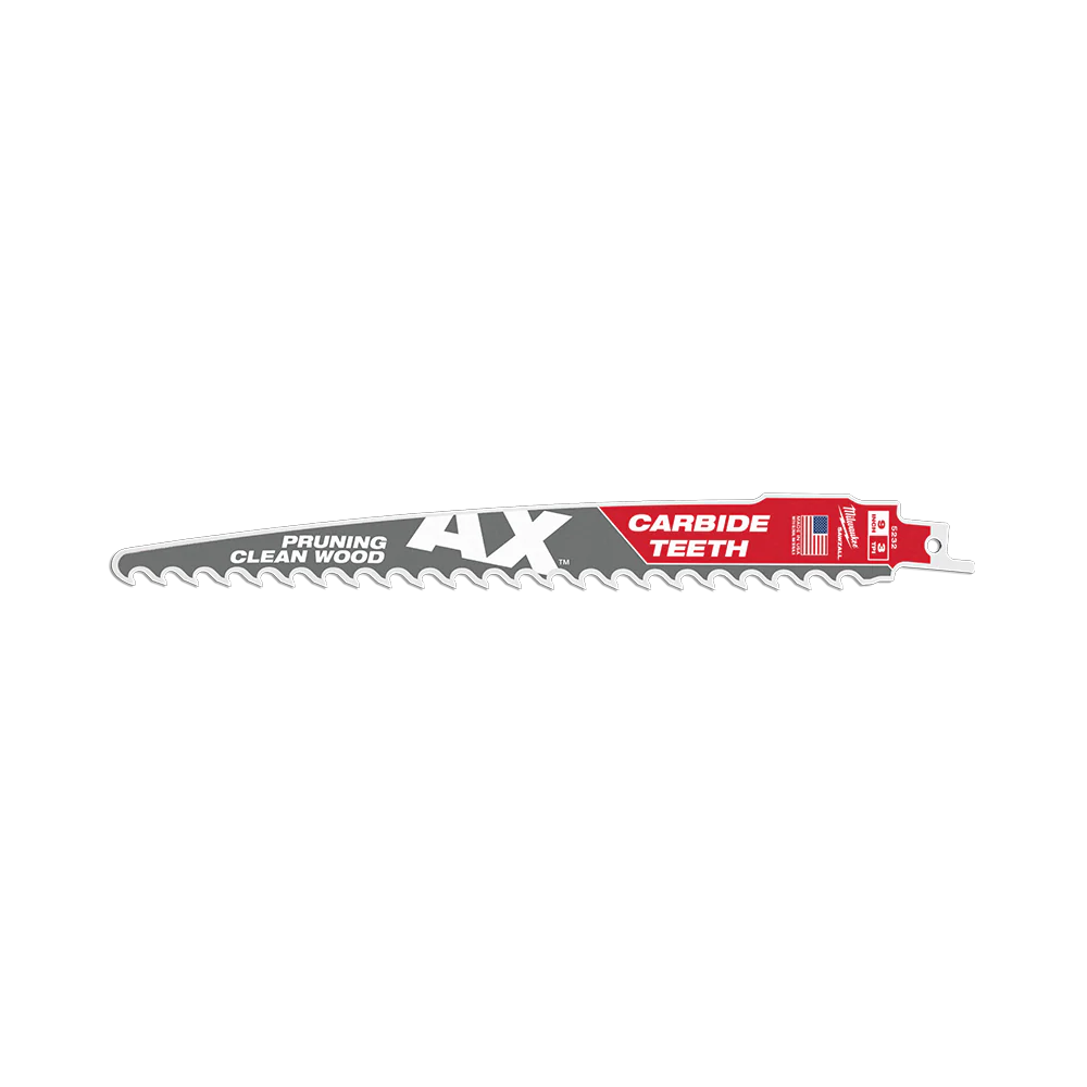 Milwaukee SAWZALL™ The AX™ with Carbide Teeth Pruning 225mm 9" 3TPI Blade 1 Pack - 48005232