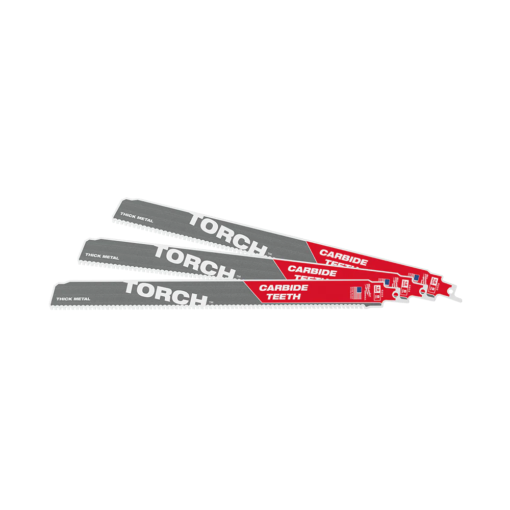 Milwaukee SAWZALL™ The TORCH™ with Carbide Teeth 300mm 12" 8TPI Blade 3 Pack - 48005303