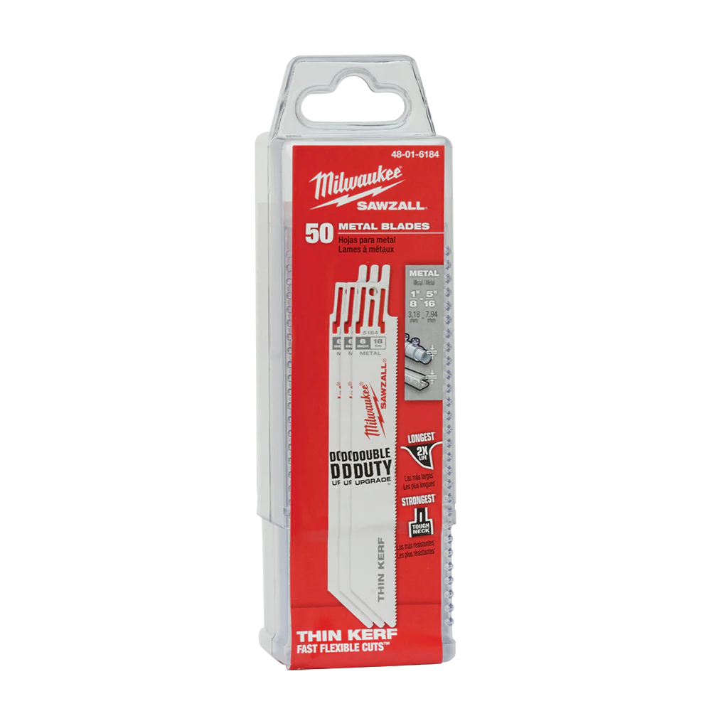 Milwaukee SAWZALL™ Thin Kerf Metal 150mm 6" 18TPI Blade 50 Pack - 48016184