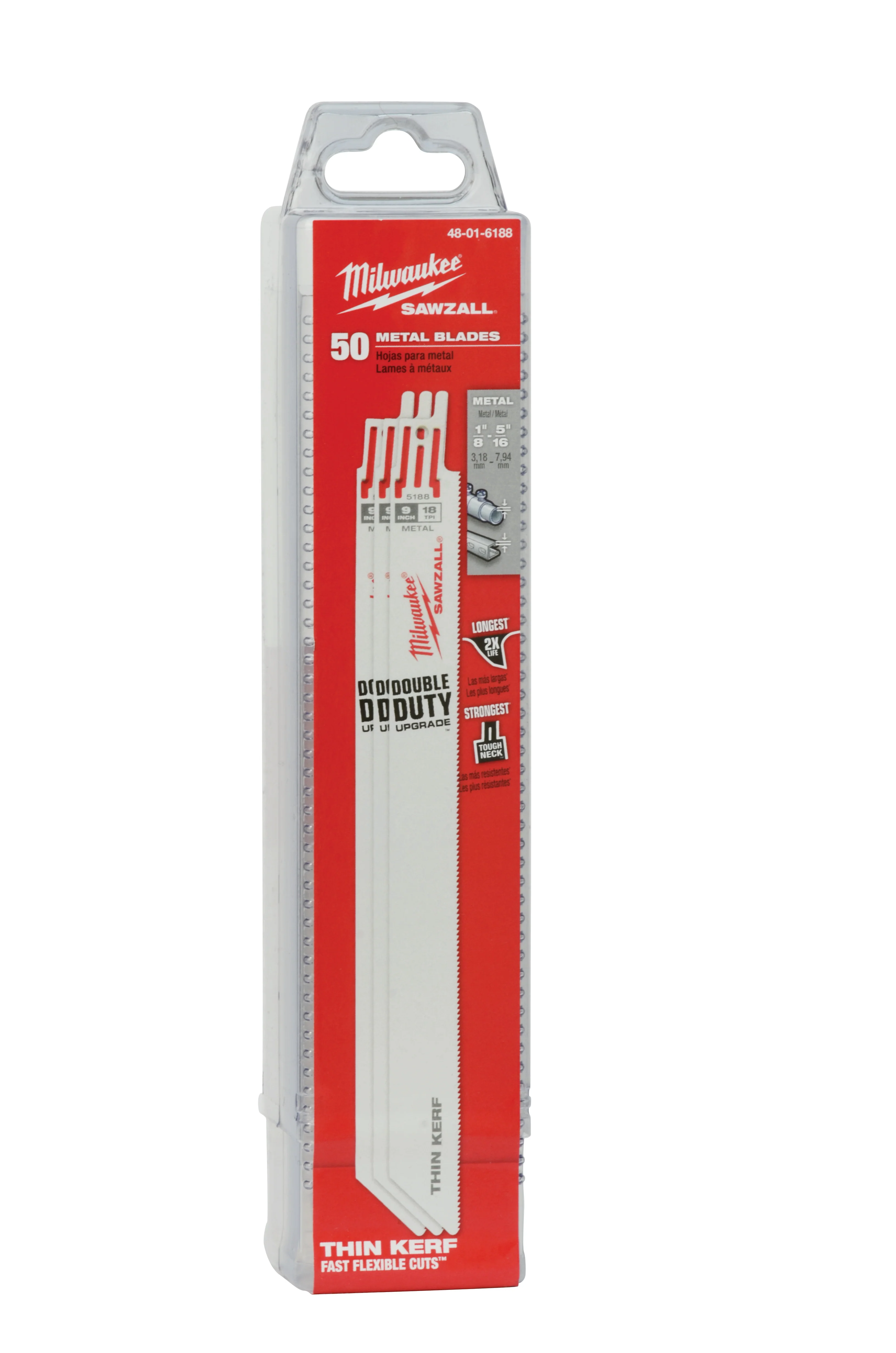 Milwaukee SAWZALL™ Thin Kerf Metal 230mm 9" 18TPI Blade 50 Pack - 48016188