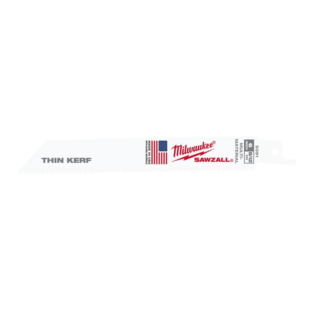 Milwaukee SAWZALL™ Thin Kerf Multi-Material 150mm 6" 8/12TPI Blade 5 pack - 48005091