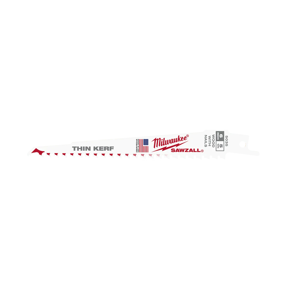Milwaukee SAWZALL™ Thin Kerf Wood 150mm 6" 5TPI Blade 5 pack - 48005035