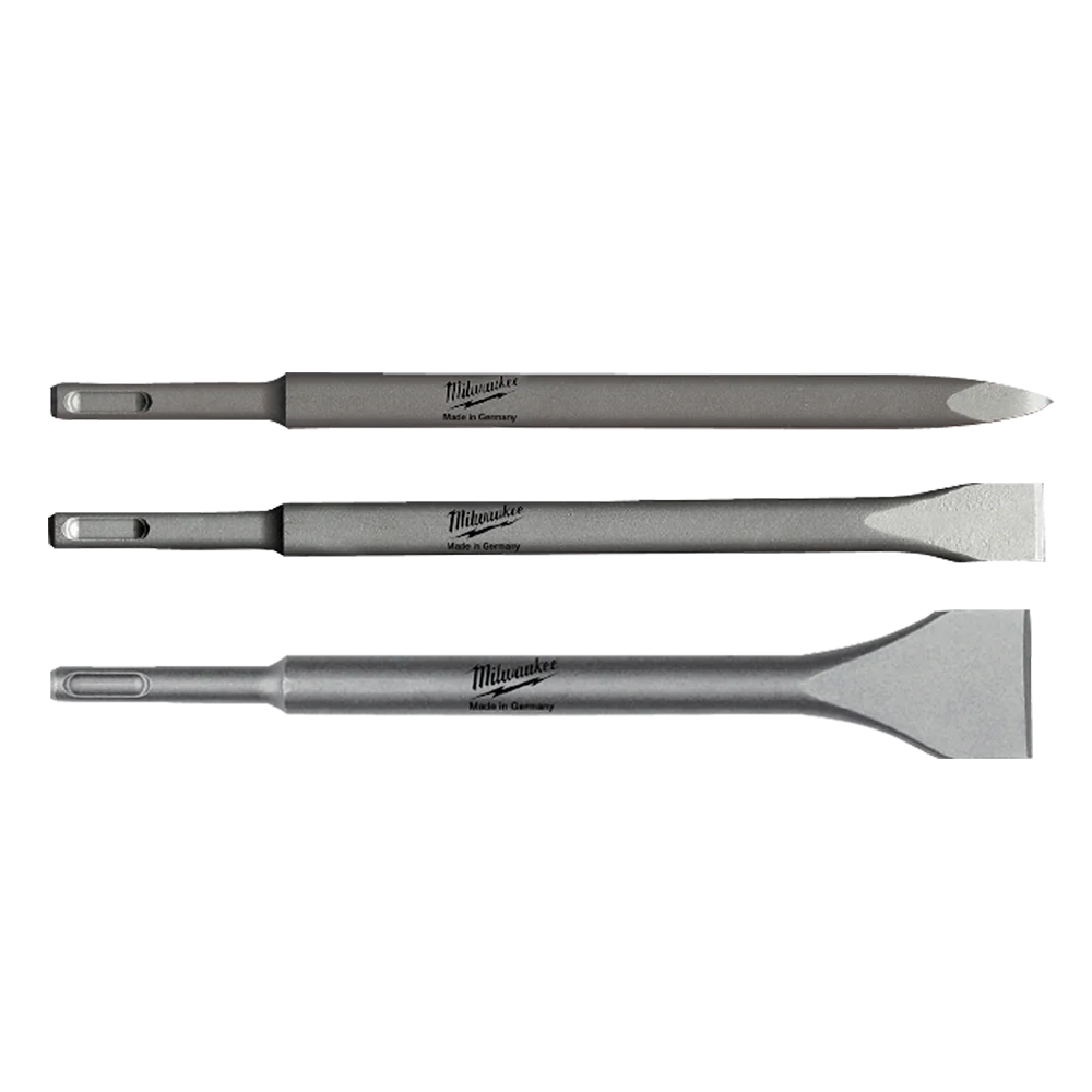 Milwaukee SDS Plus Chisel 3PC Set
(1) Point Chisel 250mm, (1) Flat Chisel 250 x 20mm, (1) Scaling Chisel 250 x 40mm - 4932430001