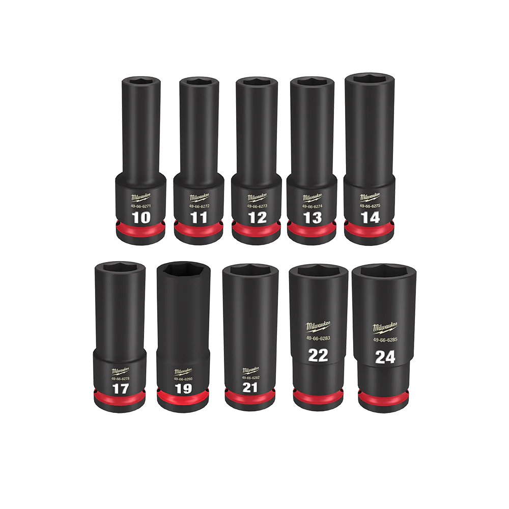 Milwaukee SHOCKWAVE™ 1/2" Drive 10PC Metric Deep 6 Point Impact Socket Set - 49667053