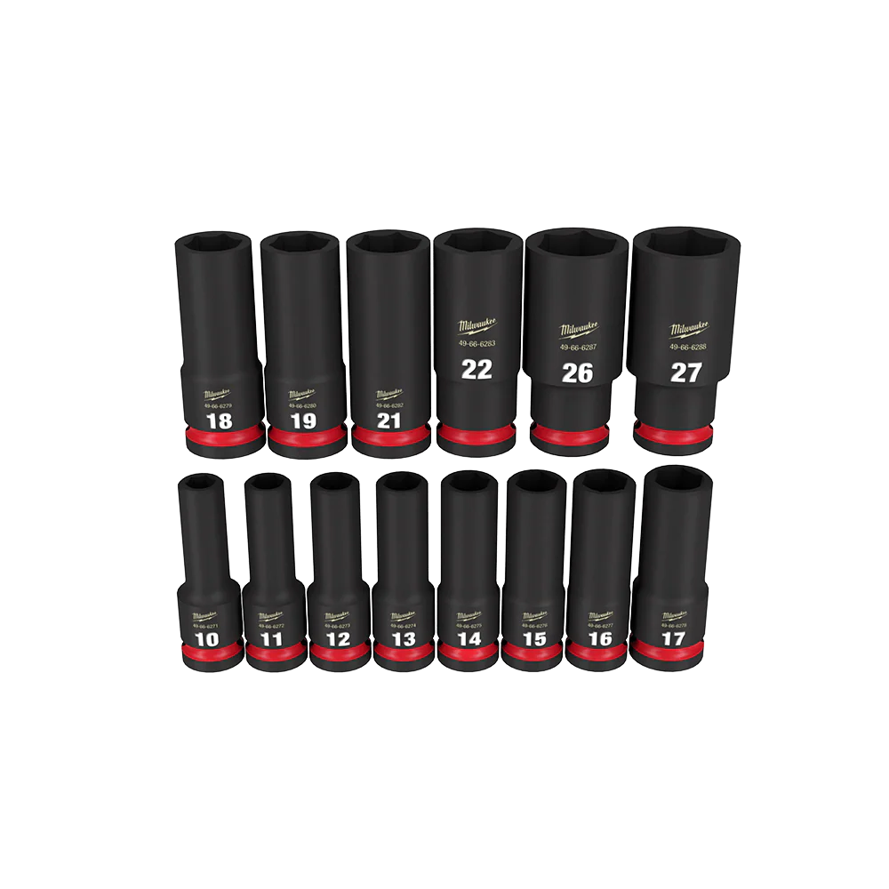 Milwaukee SHOCKWAVE™ 1/2" Drive 14PC Metric Deep 6 Point Impact Socket Set - 49667014