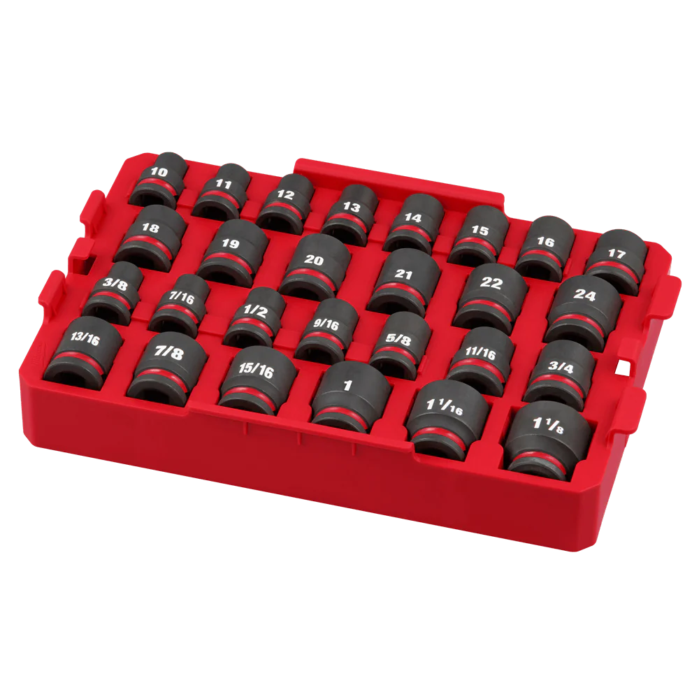 Milwaukee SHOCKWAVE™ 1/2" Drive 27PC Impact Socket Set - Metric + SAE [Tray] - 49667057