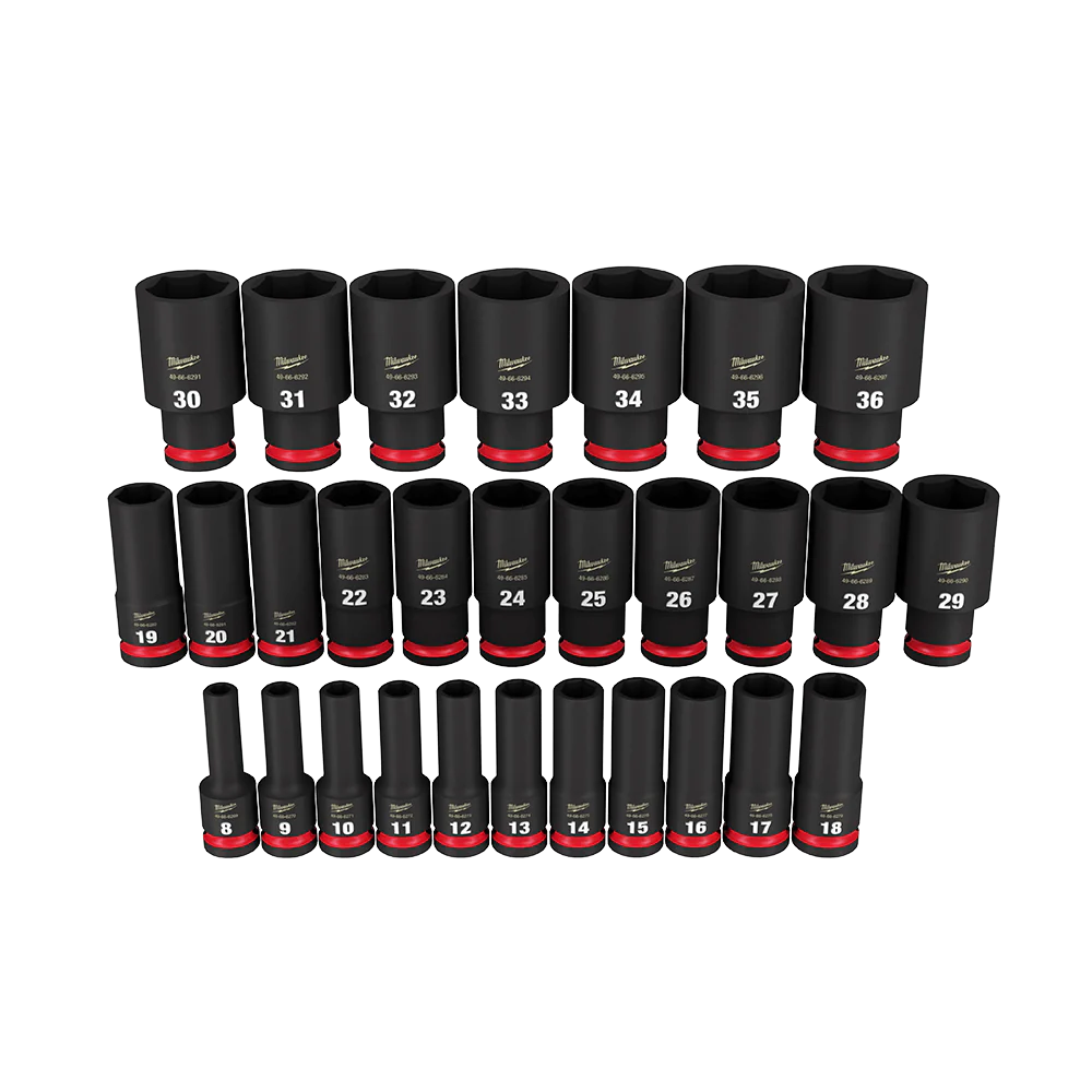Milwaukee SHOCKWAVE™ 1/2" Drive 29PC Metric Deep 6 Point Impact Socket Set - 49667015